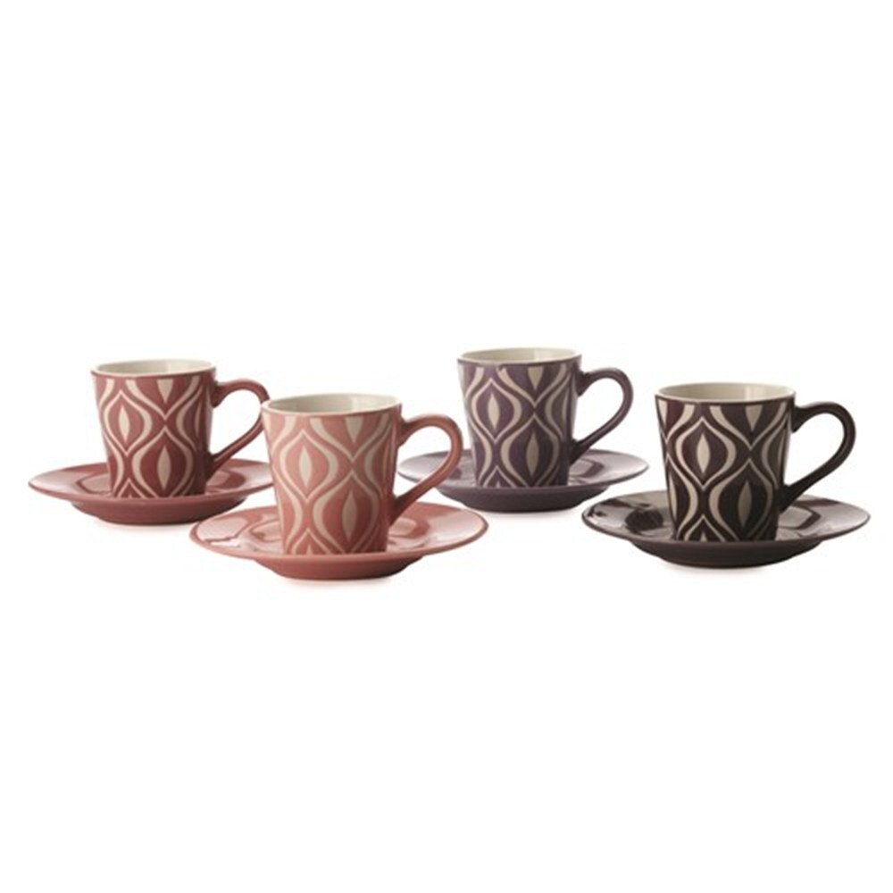Set of 4 Mansion Demi Cups and Saucers by Maxwell & Williams