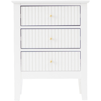 Zara Fluted 3 Drawer Side Table - White