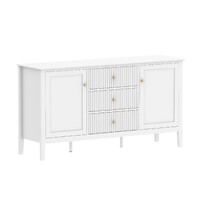 Zara Fluted 3 Drawer 2 Door Buffet Storage Cabinet Unit- White