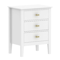 Harper 3 Drawers Bedside Table - White