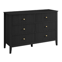 Zara Fluted 6 Storage Drawer Chest Cabinet  - Black