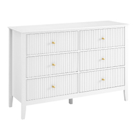 Zara Fluted 6 Storage Drawer Chest Cabinet - White