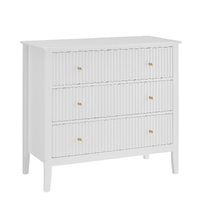 Zara Fluted 3 Drawer Chest - White