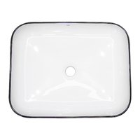 THH Above Counter Ceramic Bathroom Basin White with Black Line 510x400x135mm