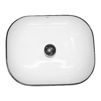 THH Above Counter Ceramic Bathroom Basin White with Black Line 500x400x145mm