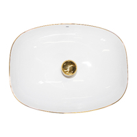 THH Above Counter Ceramic Bathroom Basin White with Gold Line 500x350x140mm