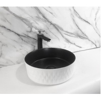 THH Above Counter Ceramic Bathroom Basin Black White 360x360x130mm