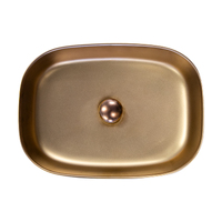 THH Above Counter Ceramic Bathroom Basin Matt Black Inside Rose Gold 510x370x120mm 