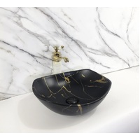 THH Above Counter Ceramic Bathroom Basin Matt Black Marble Color 410X380X155mm