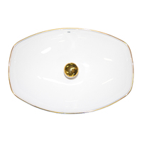 THH Above Counter Ceramic Bathroom Basin Gold Trim 550X400X155mm