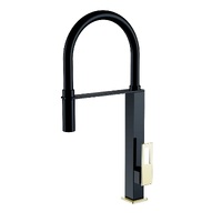 THH Bathroom Pull down Kitchen Mixer Gold handle & Matt Black Body