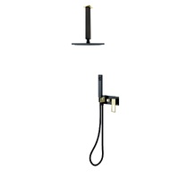 THH Bathroom Concealed Shower set Gold handle & Matt Black Body