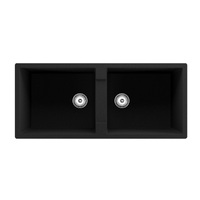 THH Double Bowl Quartz Black Kitchen Sink 1140*500*230 MM