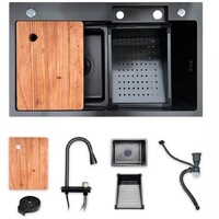 THH All In One Rain Kitchen Sink Black 750*450*220 MM